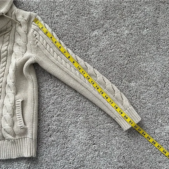 L.L. Bean Beige Cable Knit Turtleneck Sweater - Picture 14 of 15